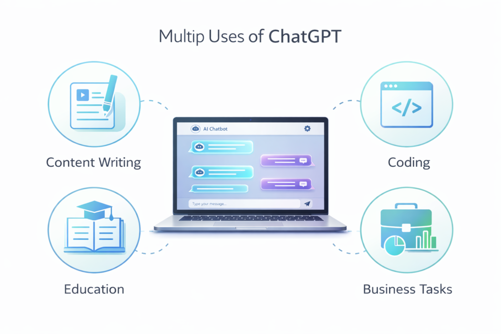 Common uses of ChatGPT for writing coding education and business