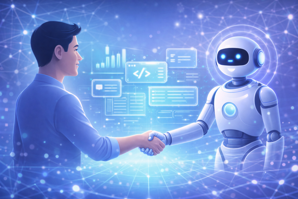 Future of ChatGPT and AI chatbots concept illustration