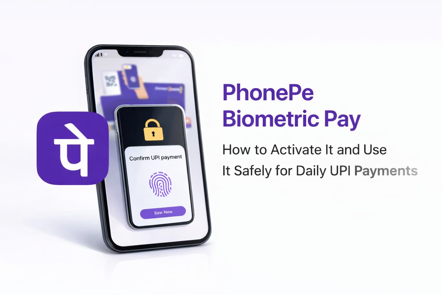 PhonePe Biometric Pay feature showing fingerprint authentication for secure UPI payments