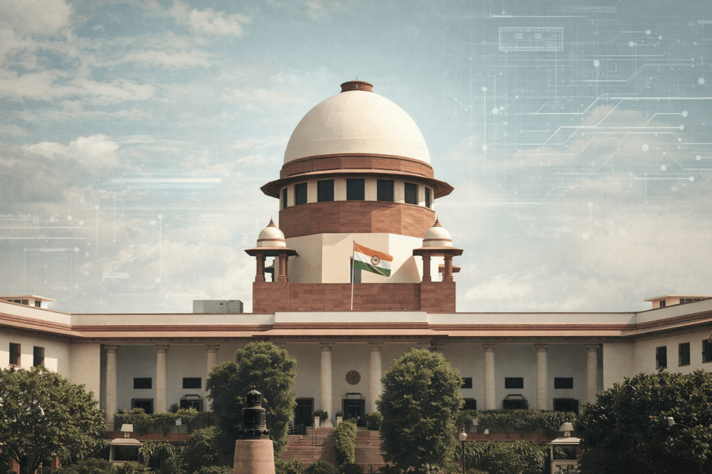 Supreme Court of India building during a hearing related to WhatsApp privacy policy