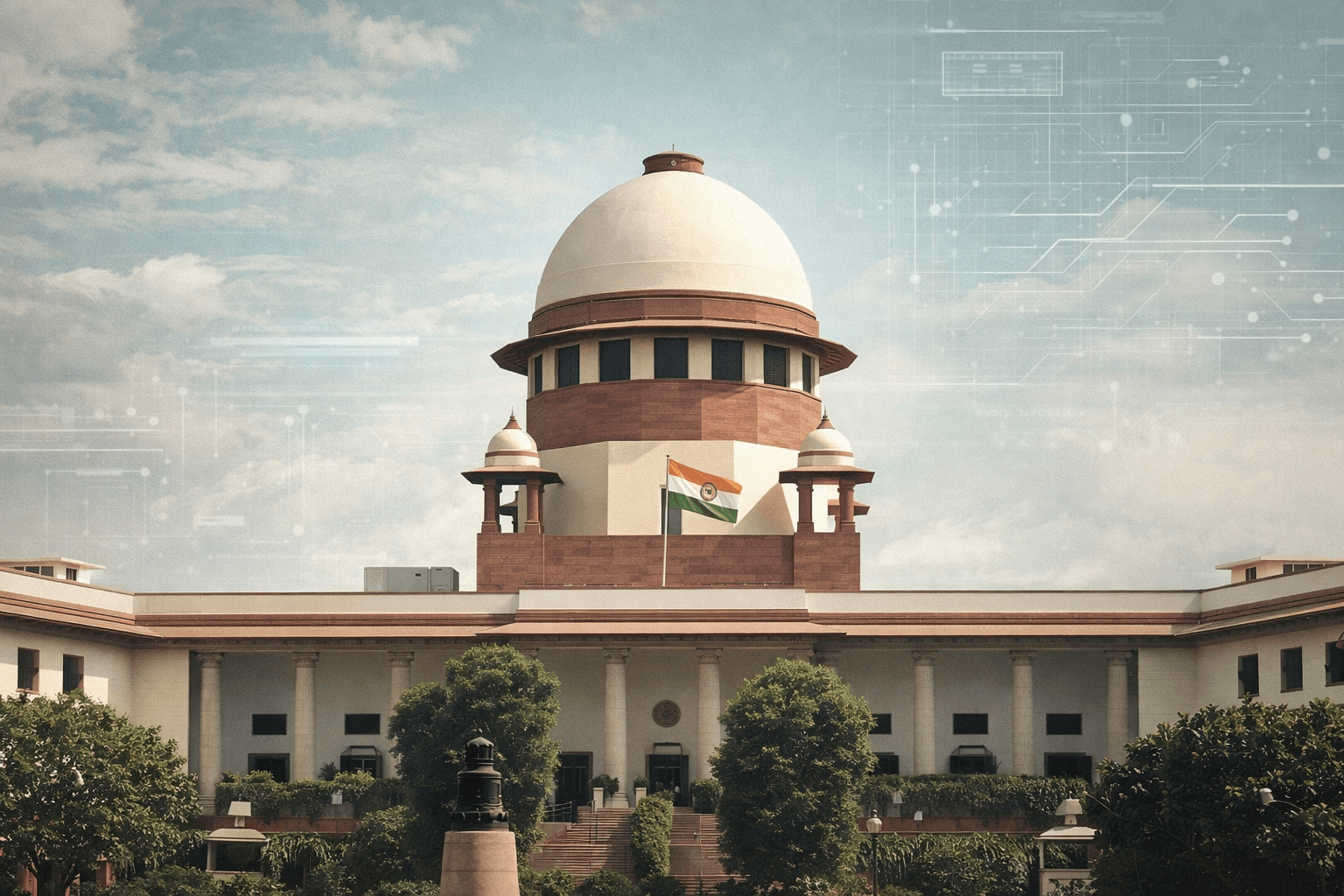 Supreme Court of India building during a hearing related to WhatsApp privacy policy