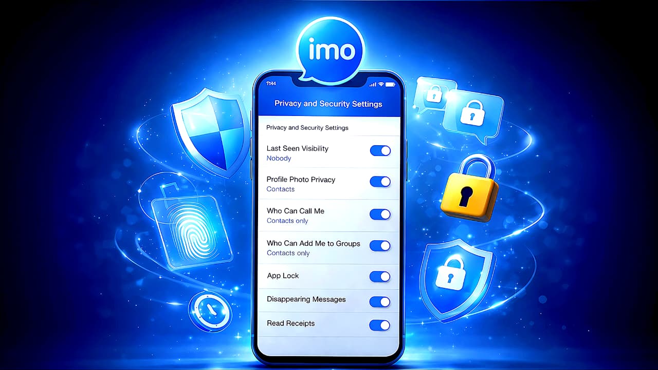 imo app privacy and security settings premium cybersecurity illustration