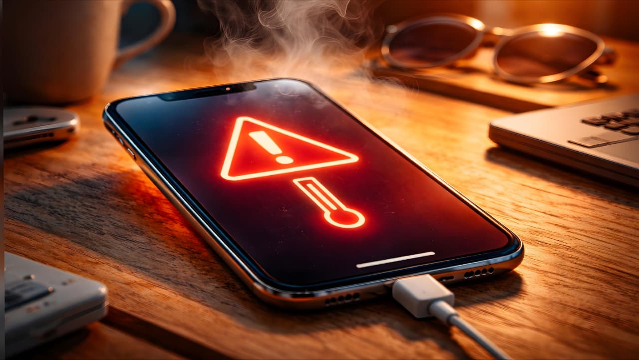 phone overheating warning screen showing high temperature alert