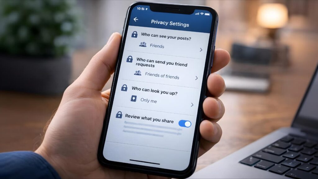 social media privacy settings protection concept