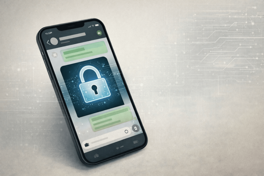 Illustration representing data privacy and encryption in messaging applications