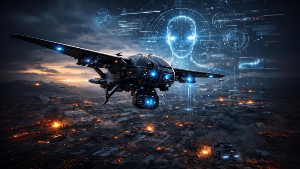 AI powered military drone surveillance technology in modern warfare