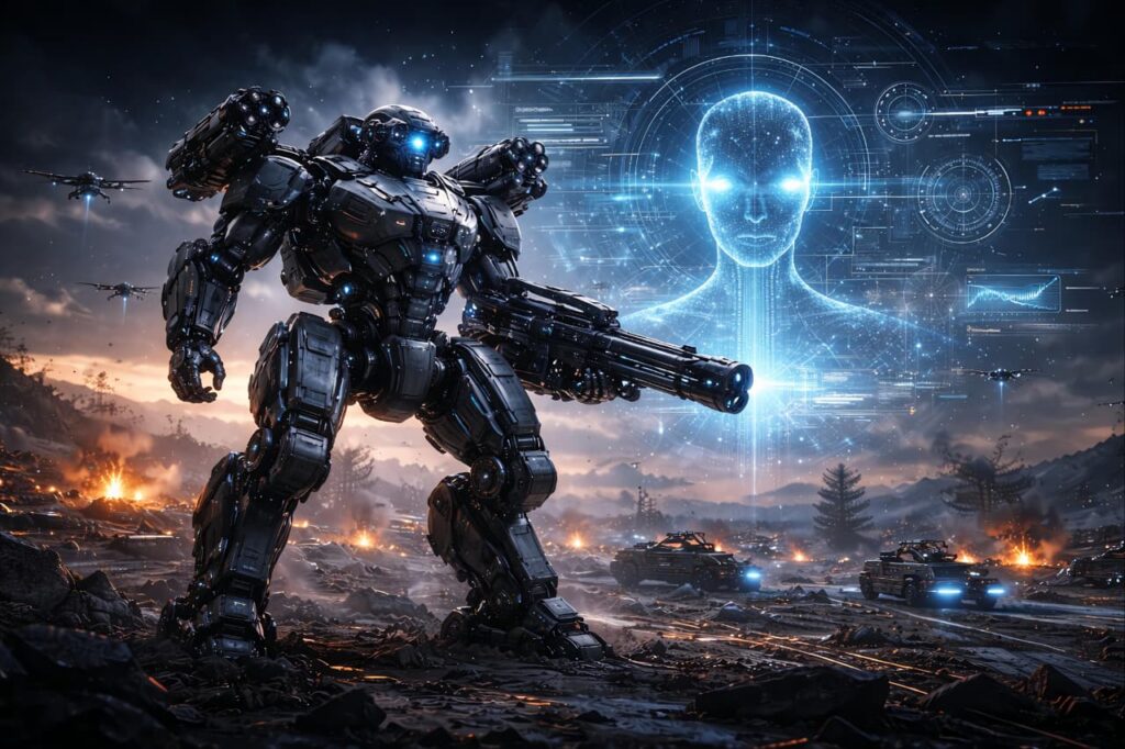 autonomous AI weapons system futuristic robotic military technology