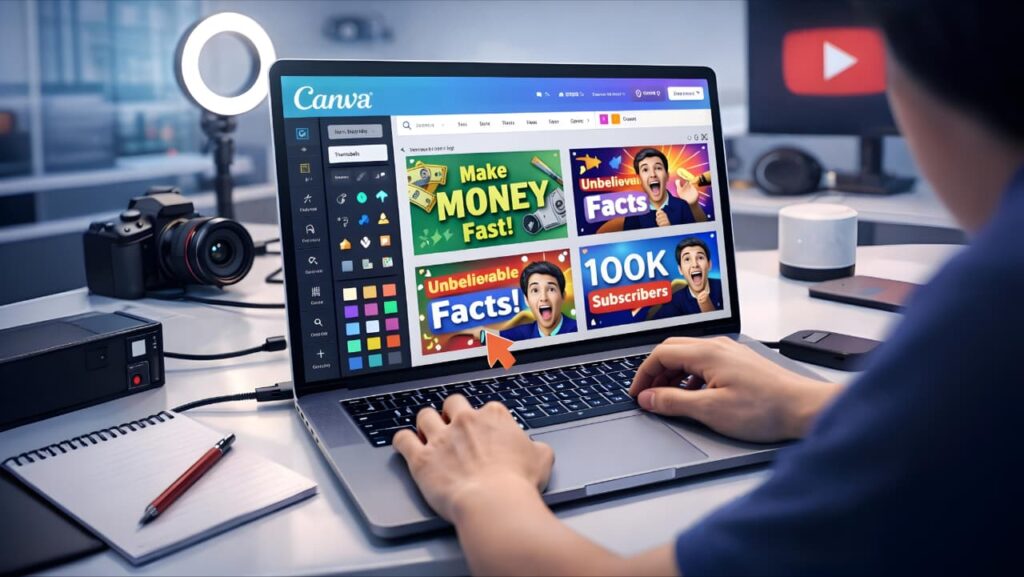 Canva AI tool used to create YouTube thumbnails