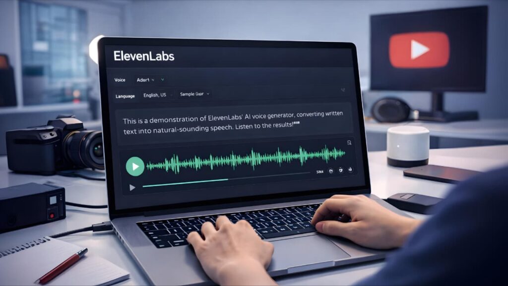 ElevenLabs AI voice generator for YouTube voiceovers