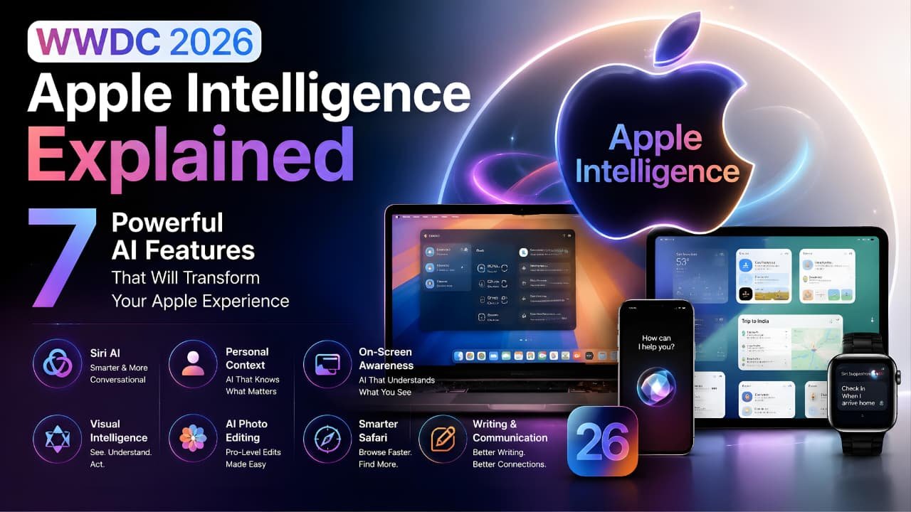 Apple Intelligence Features announced at WWDC 2026 including Siri AI, Visual Intelligence and AI-powered tools