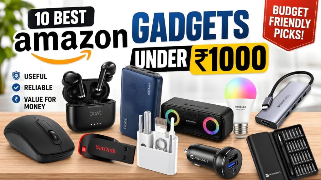Best Amazon Gadgets Under ₹1000 – 10 Useful Tech Accessories for Everyday Use