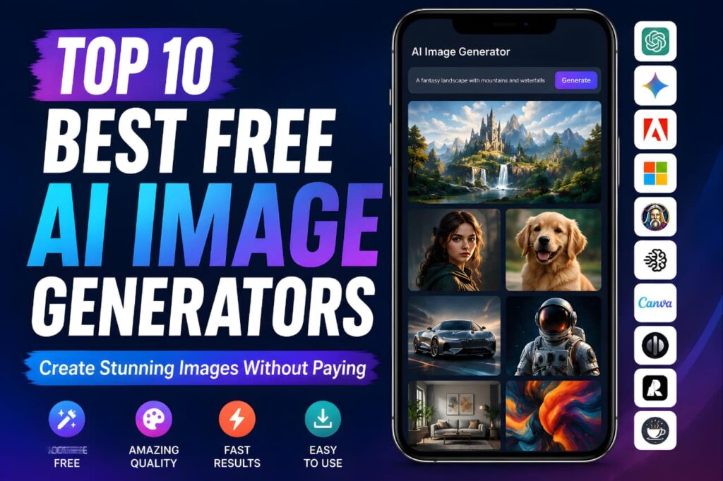 Best Free AI Image Generators for creating high-quality AI art, realistic images, and digital illustrations