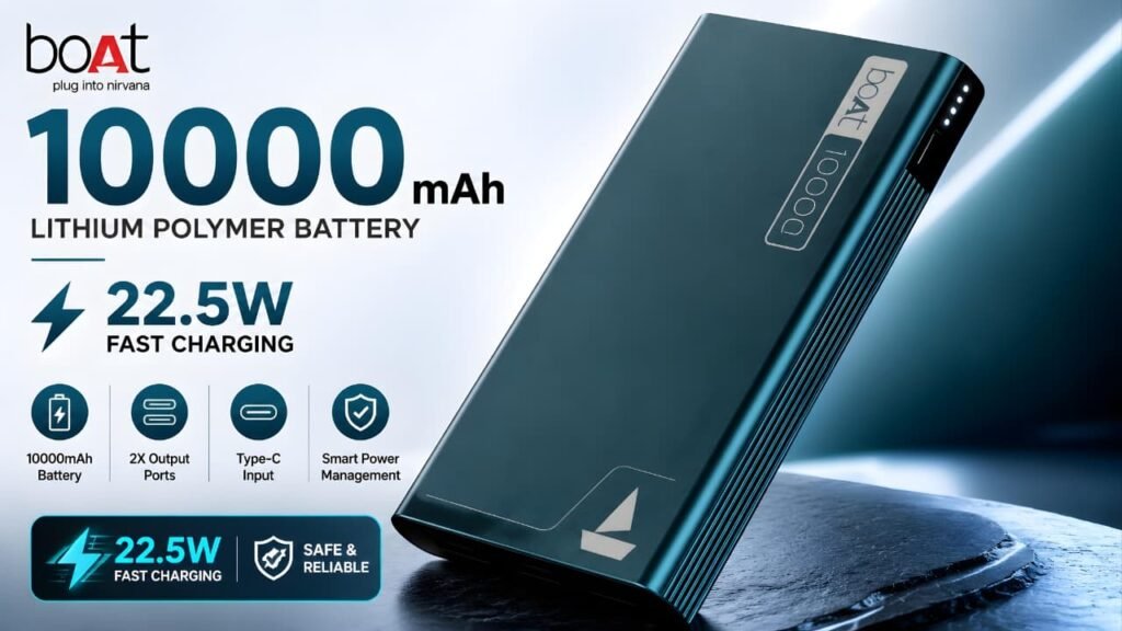 Best Amazon Gadgets Under ₹1000 – boAt EnergyShroom PB300 10000mAh Fast Charging Power Bank