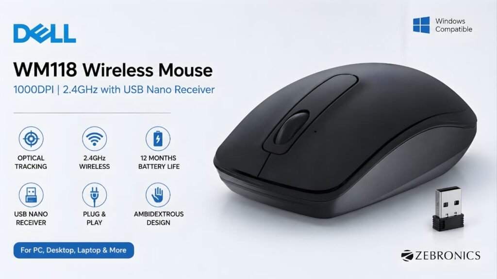 Best Amazon Gadgets Under ₹1000 – Dell WM118 Wireless Mouse