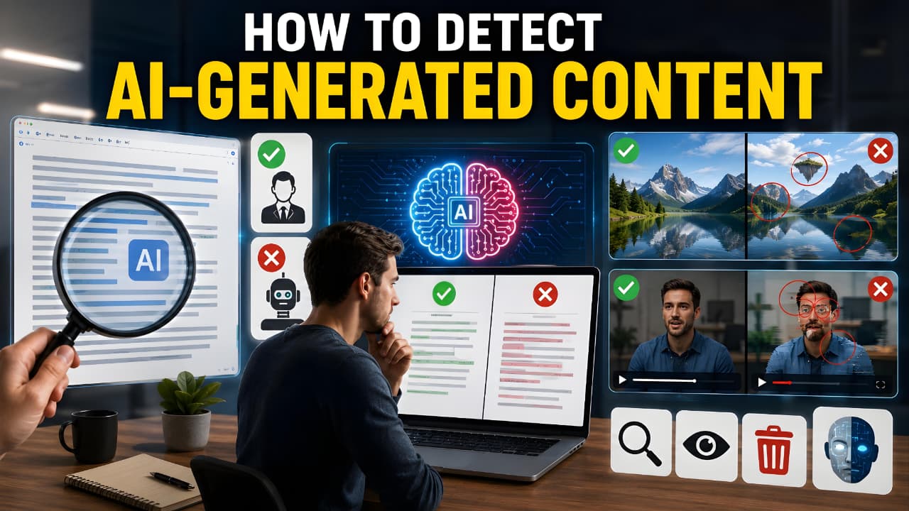 How to Detect AI-Generated Content using text, image, and video verification techniques