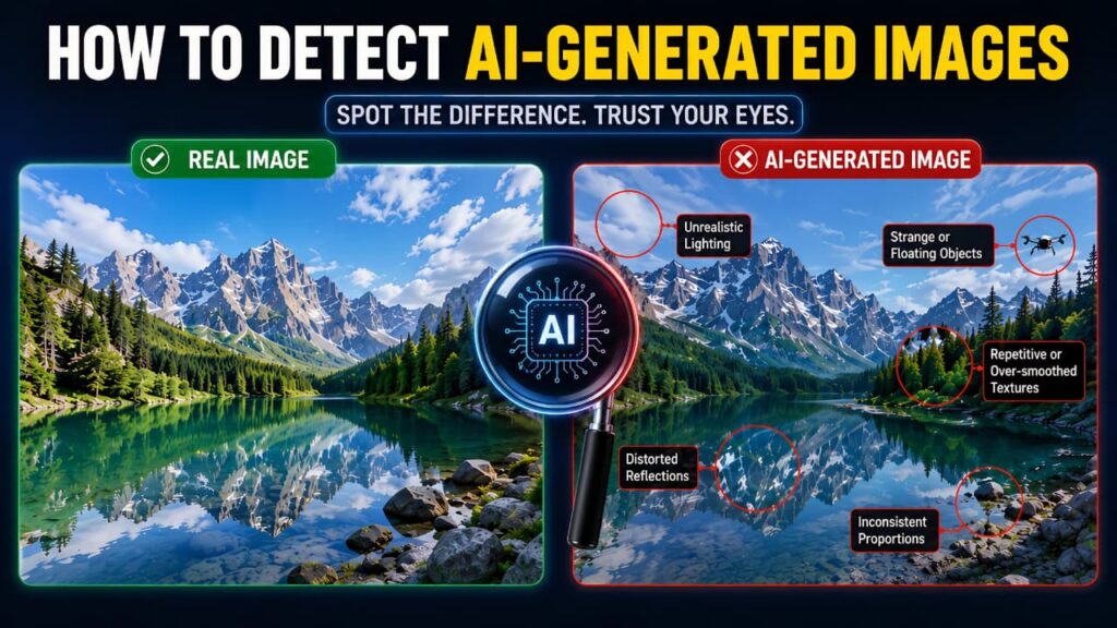 How to detect AI-generated images by comparing real and AI-created photos