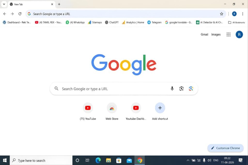 Google Chrome browser homepage before creating a new X account using a phone number