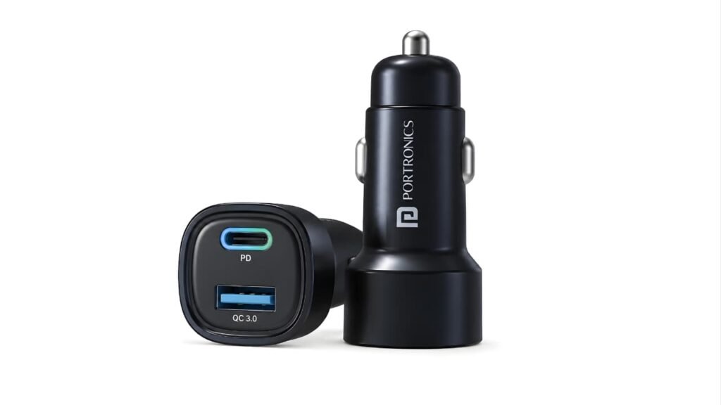 Best Amazon Gadgets Under ₹1000 – Portronics 80W Dual Output Fast Car Charger