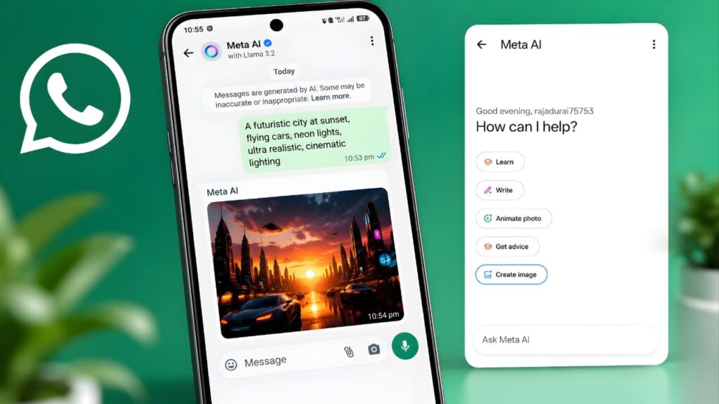How to access Meta AI in WhatsApp and open the Create Image feature