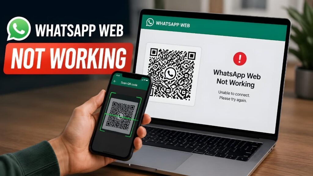 How to Fix WhatsApp Web Not Working on laptop by scanning QR code with a smartphone
