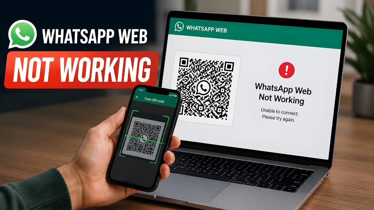 How to Fix WhatsApp Web Not Working on laptop by scanning QR code with a smartphone