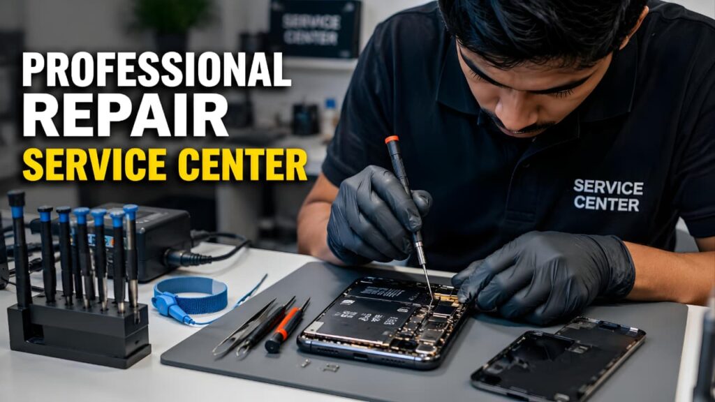Professional Smartphone Repair Technician Fixing a Phone Not Charging Issue