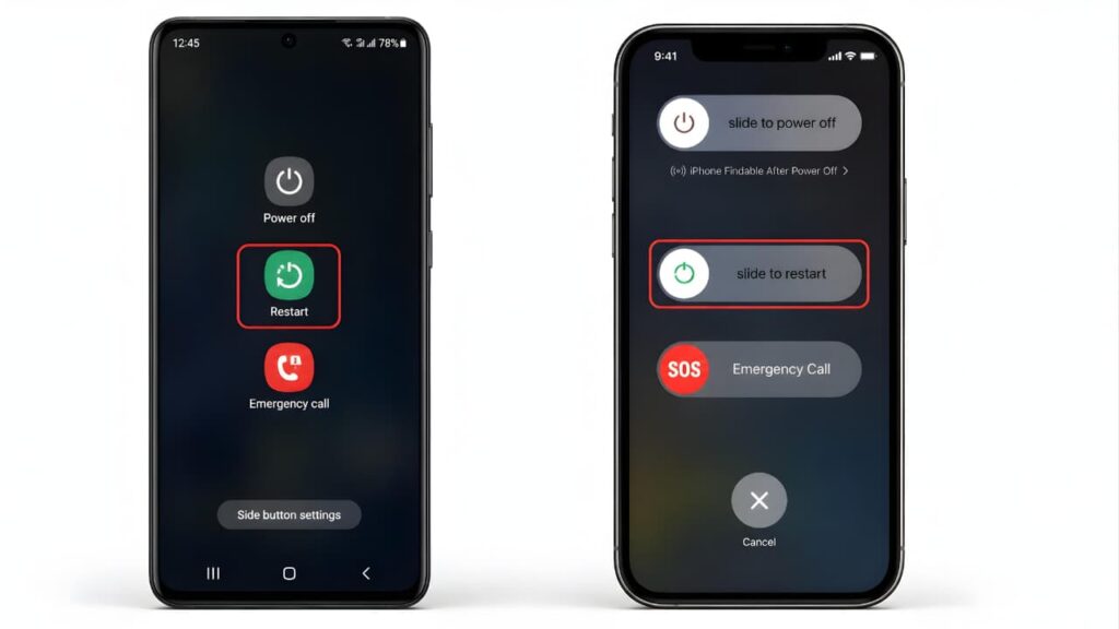 Restart Android phone and iPhone to fix WhatsApp not opening issue
