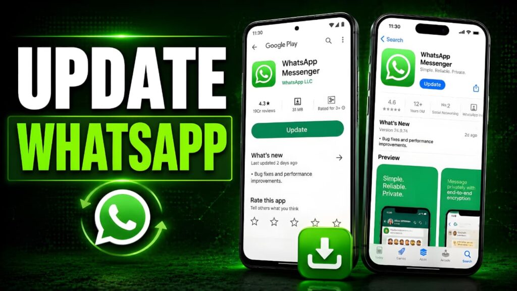Update WhatsApp to the Latest Version using Google Play Store and Apple App Store