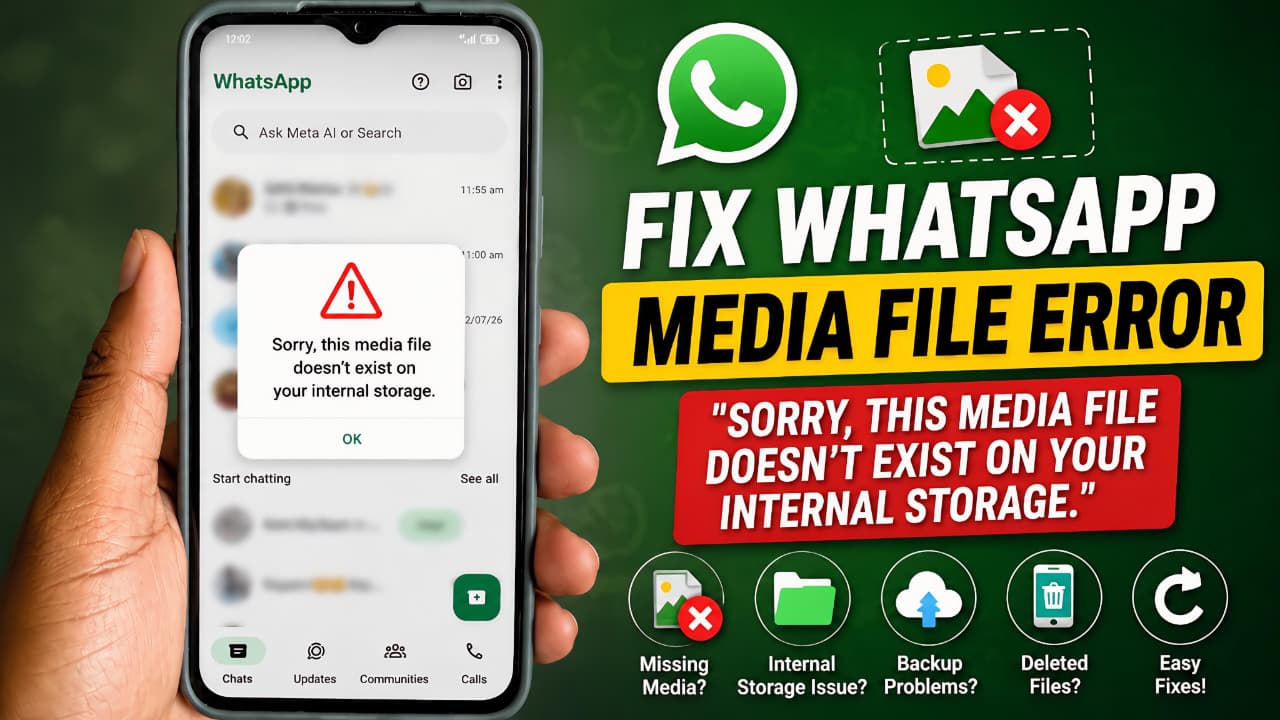 WhatsApp Sorry This Media File Doesn't Exist on Your Internal Storage error fix guide on Android smartphone