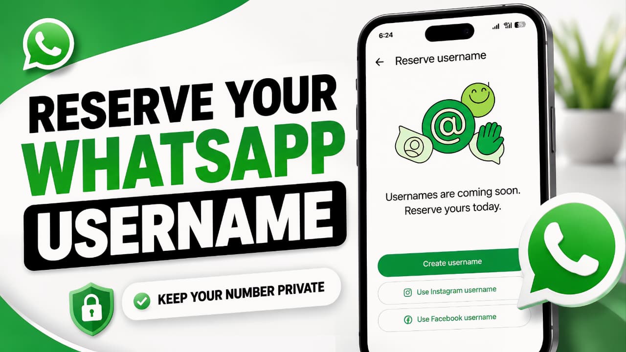 WhatsApp Username guide showing how to reserve your username