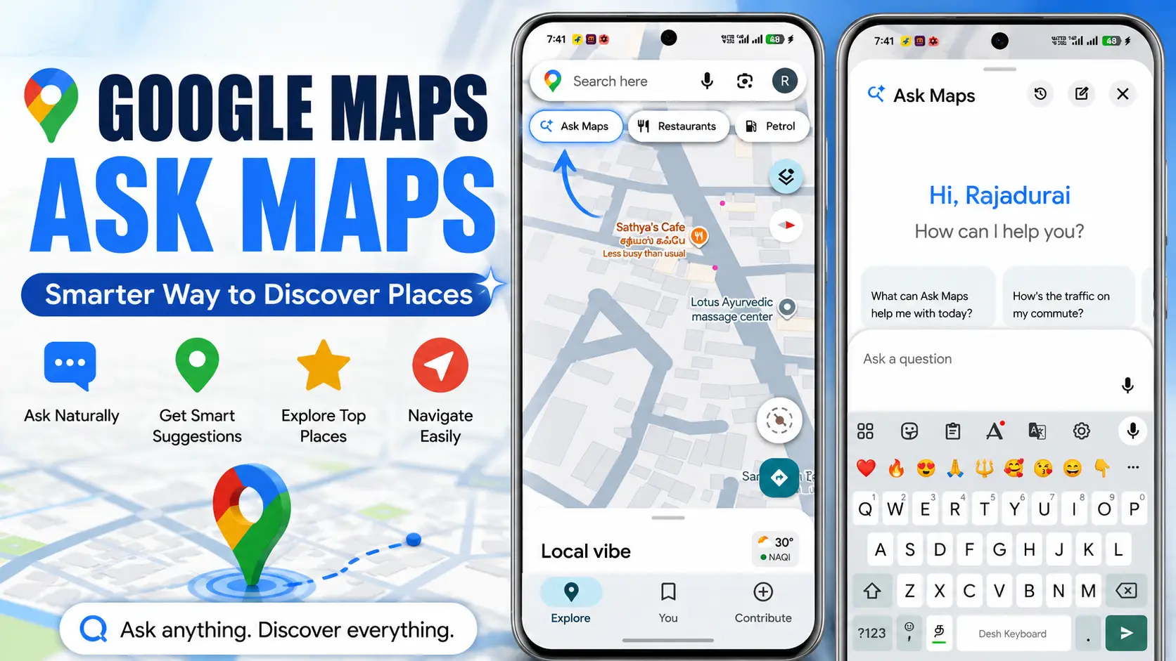 Google Maps Ask Maps search box for entering natural language questions