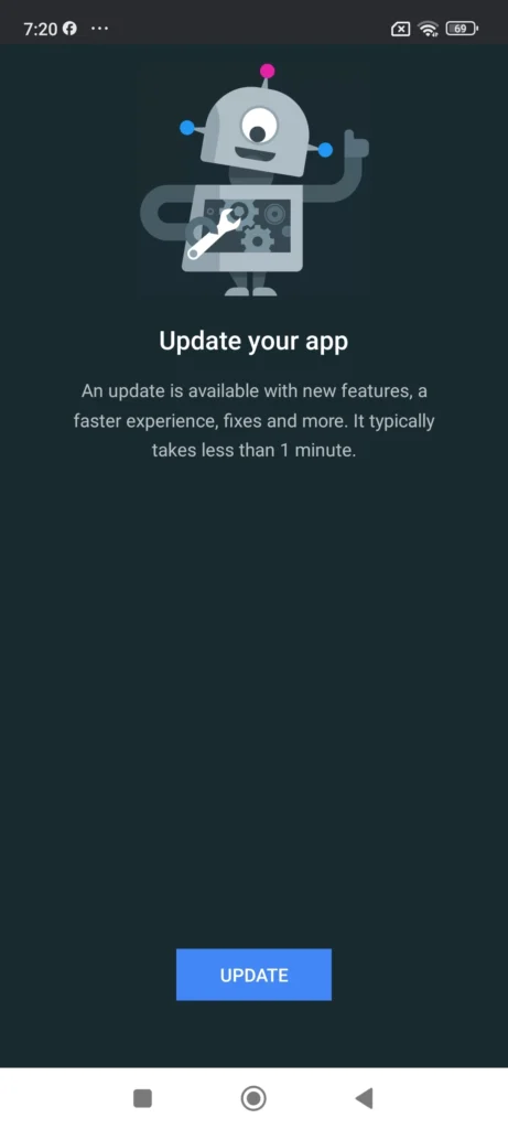 This Version of YouTube Is Out of Date Error - Update Your App Screen