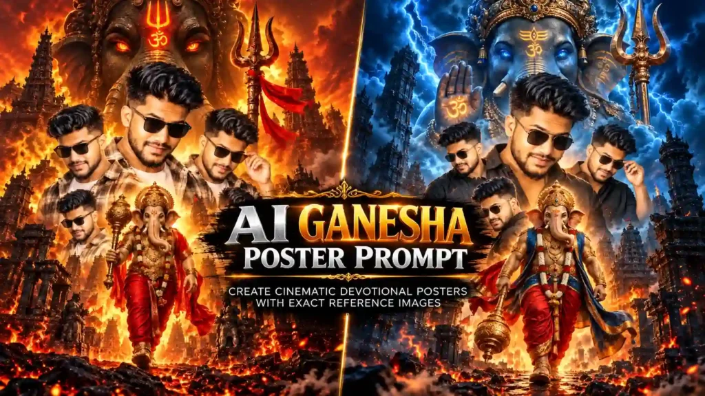 AI Ganesha Poster Prompt for cinematic devotional posters
