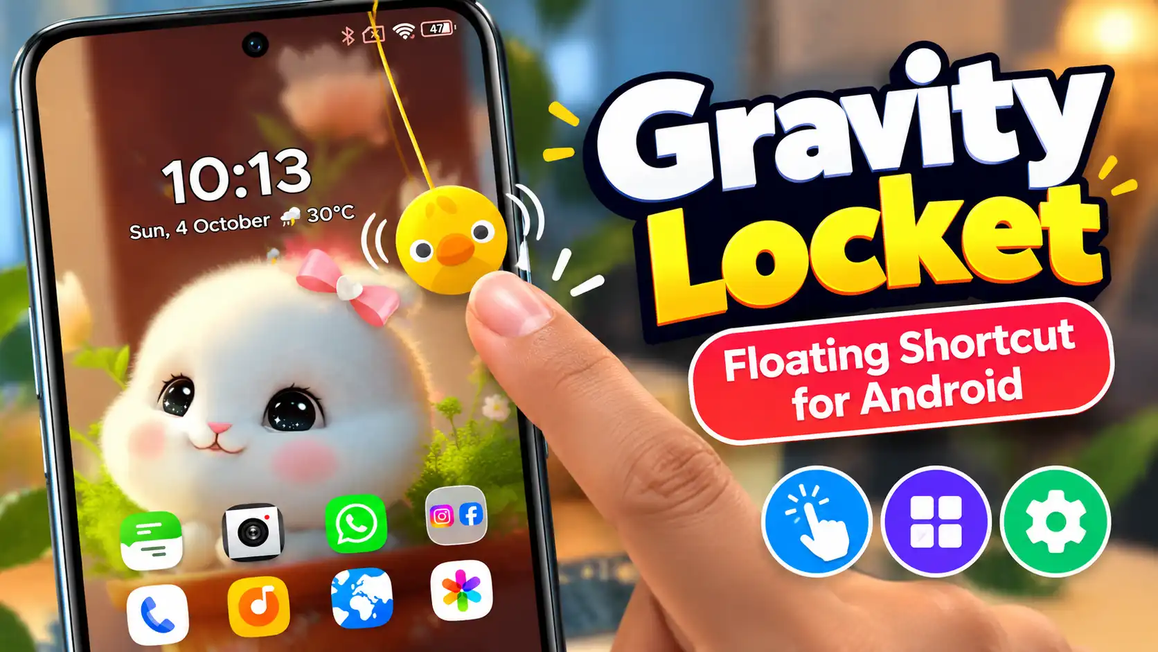 Gravity Locket floating shortcut on an Android phone