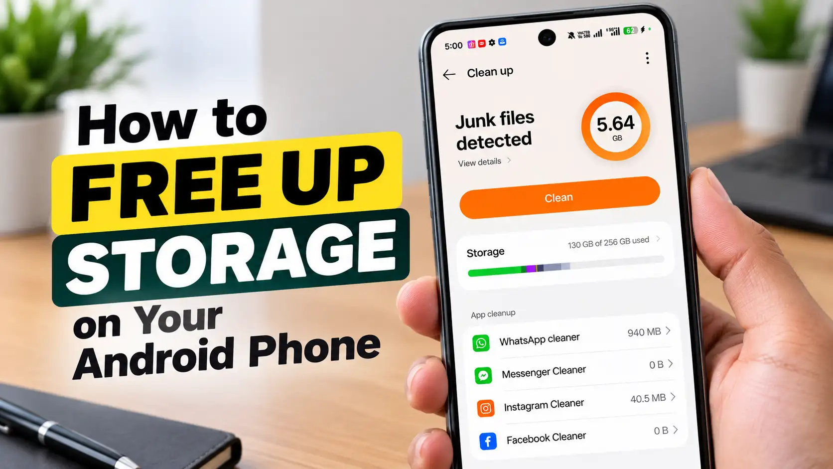 How to free up storage on an Android phone using the cleanup tool