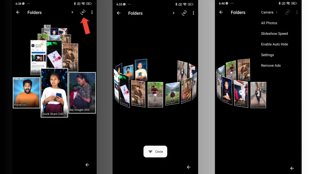 TVK Gallery 3D photo views and slideshow settings on Android